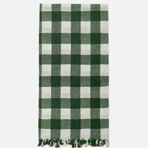 HEATHER TAYLOR HOME HTH GINGHAM TEA TOWEL DISH CLOTH HUNTER GREEN WHITE NWT